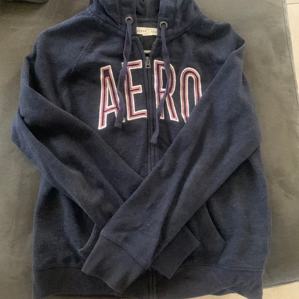 Aeropostale zipped hoodie navy blue